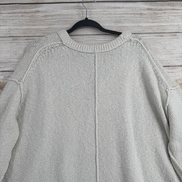 Free People Chunky Knit 3/4 Sleeve Pullover Sweater Womens S Off White Oversized - Picture 4 of 14